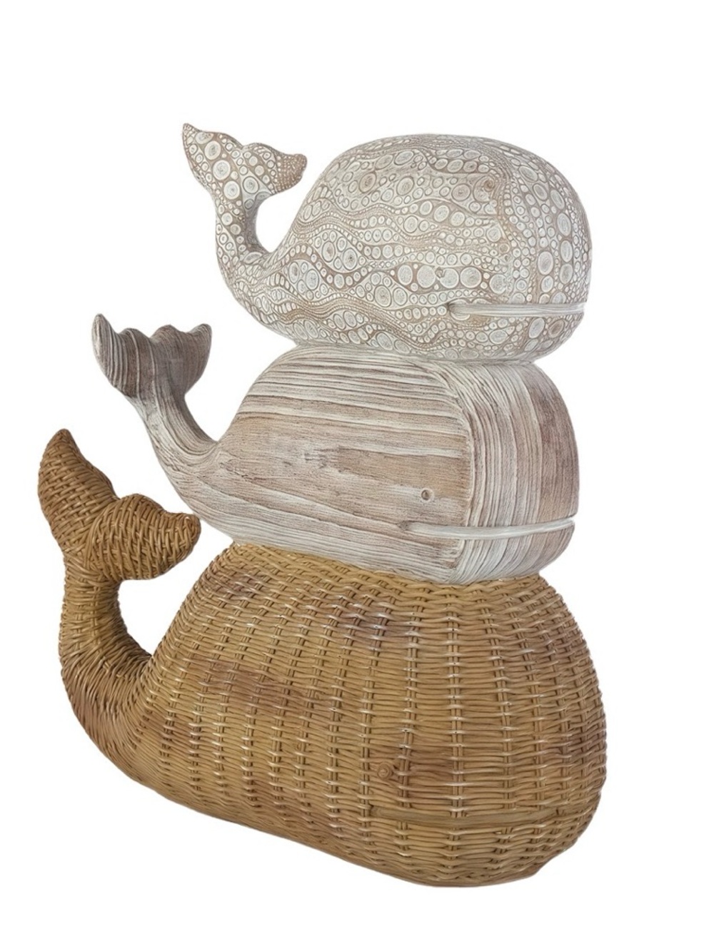 Stacked Whale Sculpture Natural Tones - Home Art 🐋 John Lewis Coastal Boho NEW